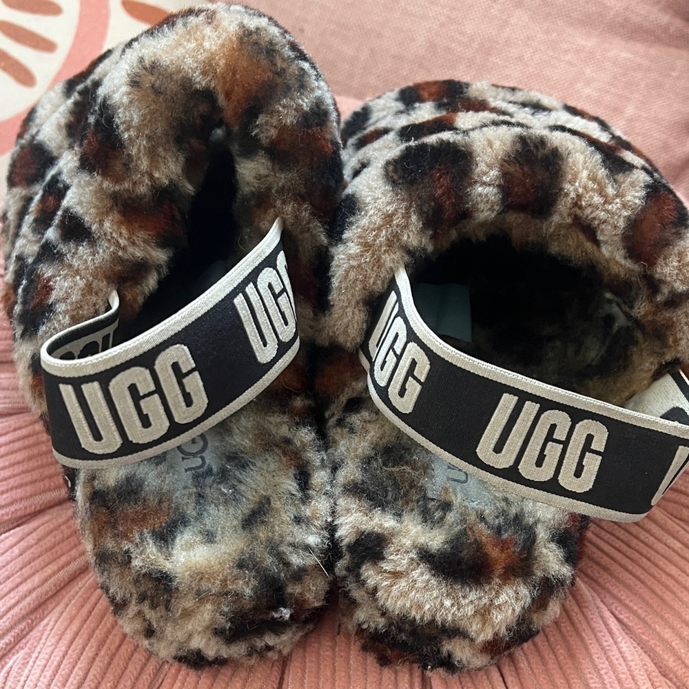 UGG Leopard Print Fuzzy Slides - Picture 5 of 5